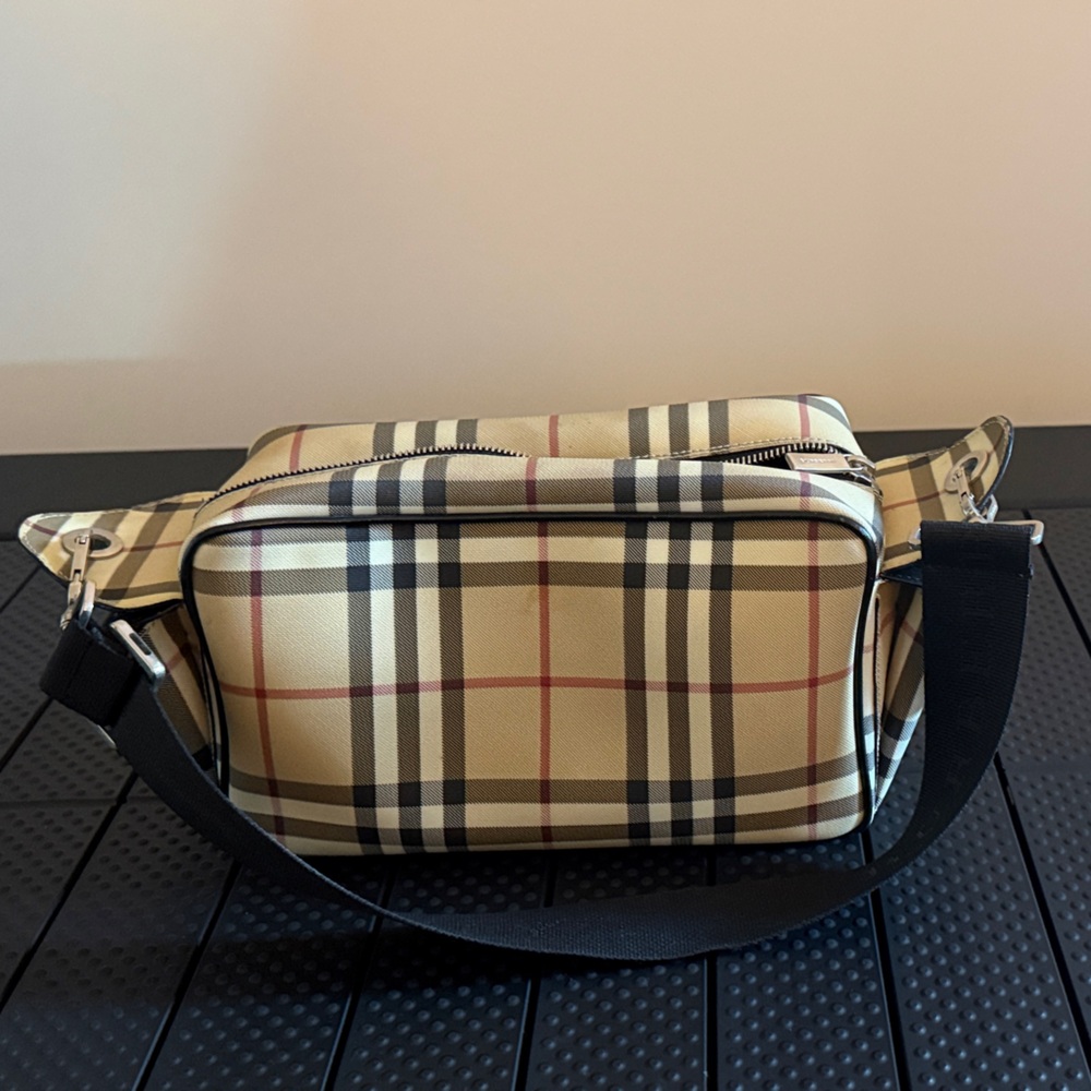 Burberry Beige and Black Check Bag & Wallet